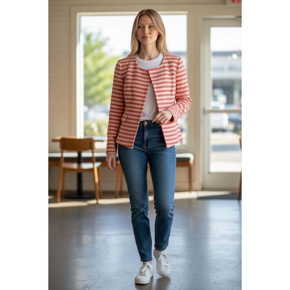 The Limited Stripe Jacket Fold-over Blazer Suiting Career Work Size XL